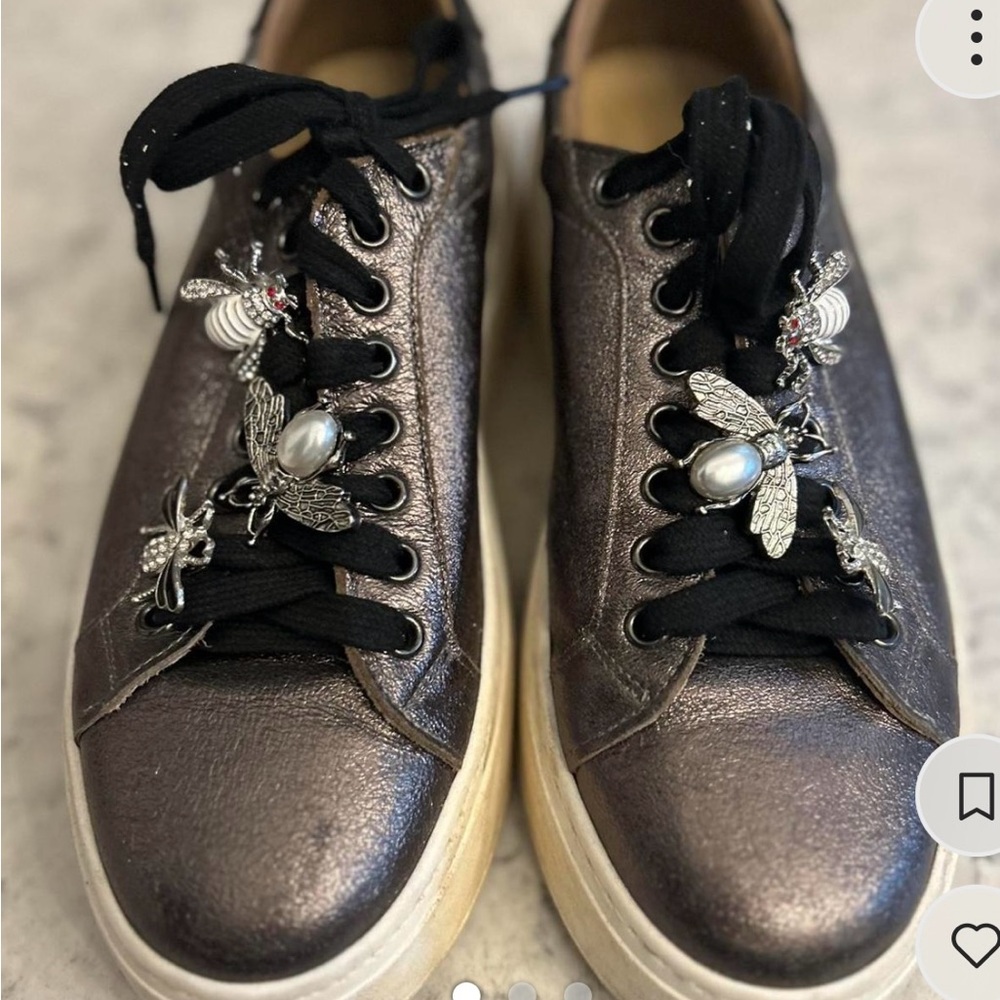 Michele Lopriore Gunmetal Sneakers size 39 BEE embellishments - Make an Offer!